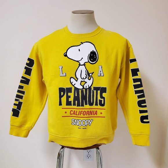Unisex Yellow Snoopy Peanuts Cartoon Graphic Print Sweater Jumper Zara - Picture 9 of 12